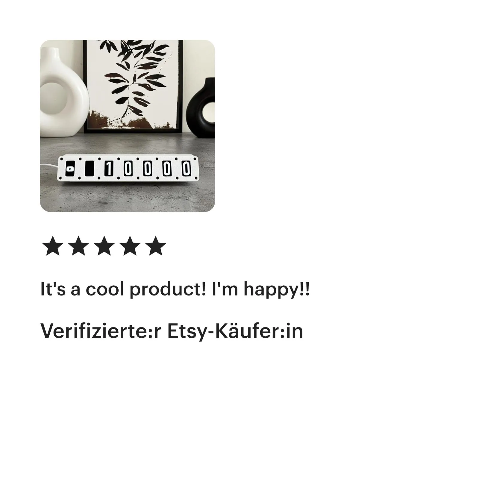 Screenshot of an Etsy review for Tikky