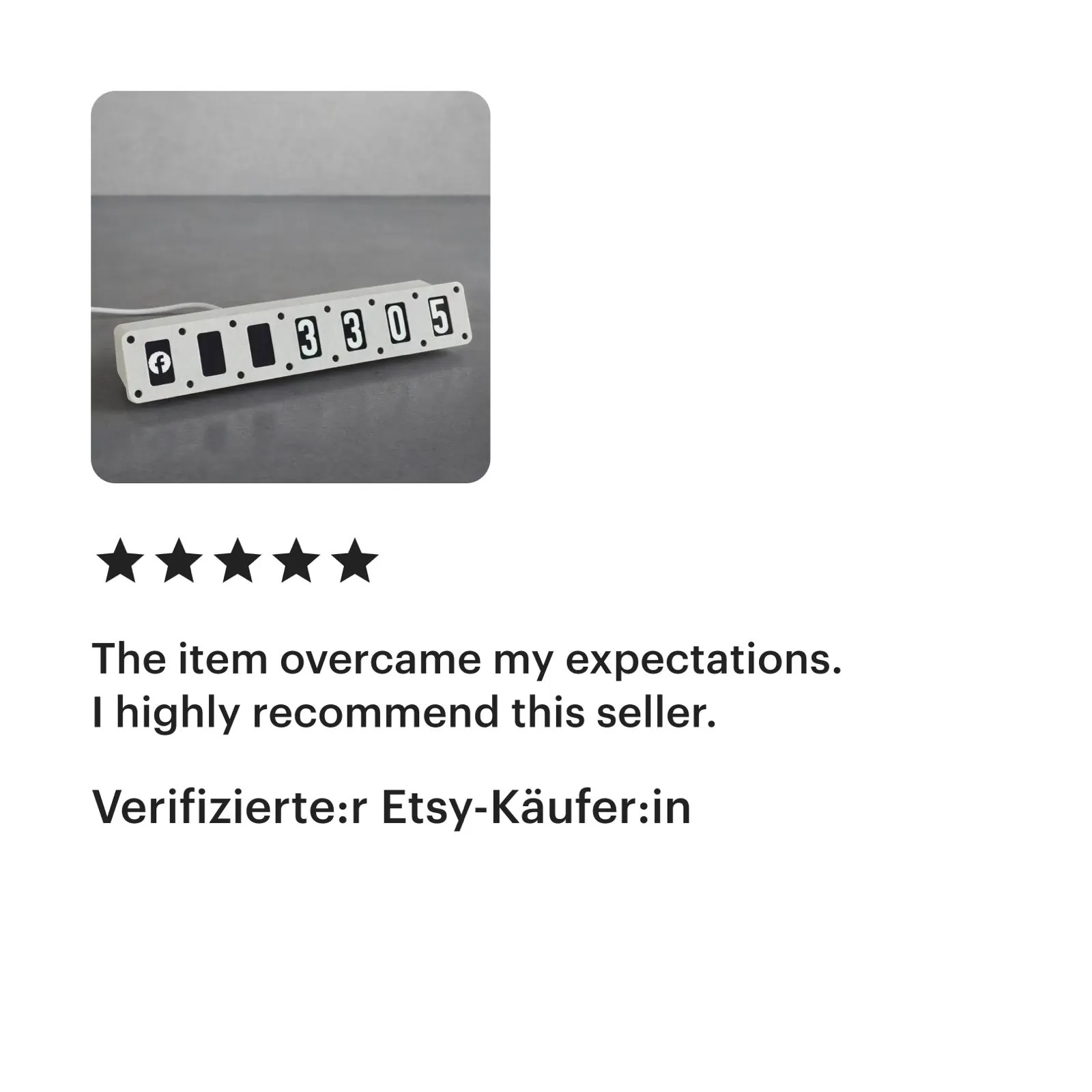Screenshot of an Etsy review for Tikky