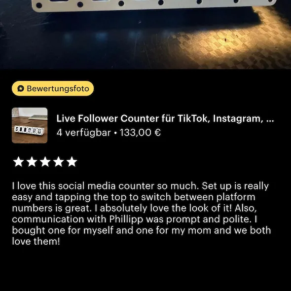 Screenshot of an Etsy review for Tikky