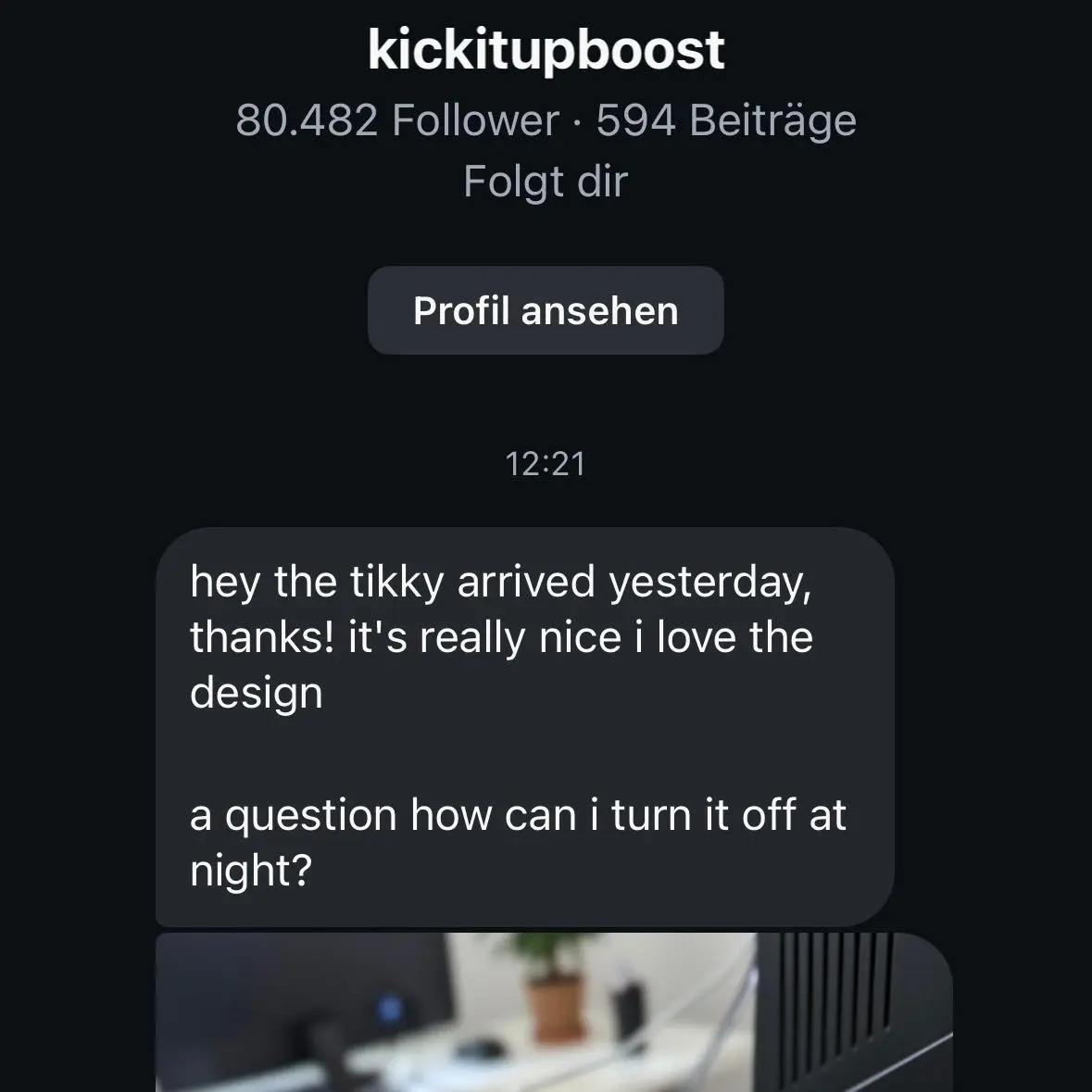 Instagram review screenshot: Tikky in use