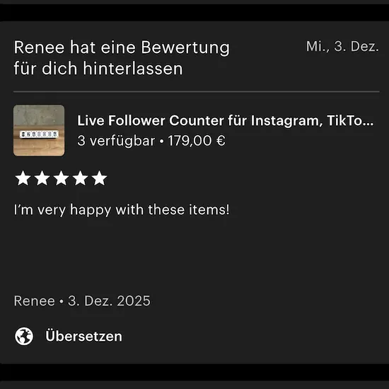 Instagram review screenshot: Tikky in use