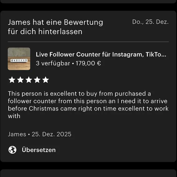 Instagram review screenshot: Tikky in use