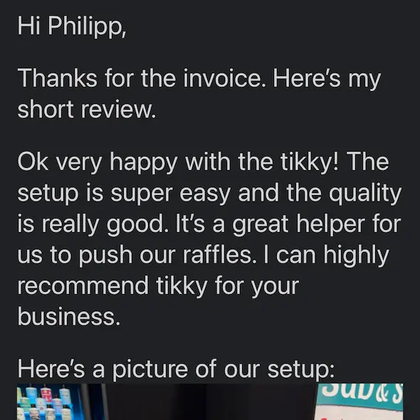 Instagram review screenshot: Tikky in use